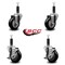 Service Caster 3.5'' Black Poly Wheel Swivel 1'' Expanding Stem Caster Set 2 Brakes, 4PK SCC-EX20S3514-PPUB-BLK-2-TLB-2-1 - alternate 5